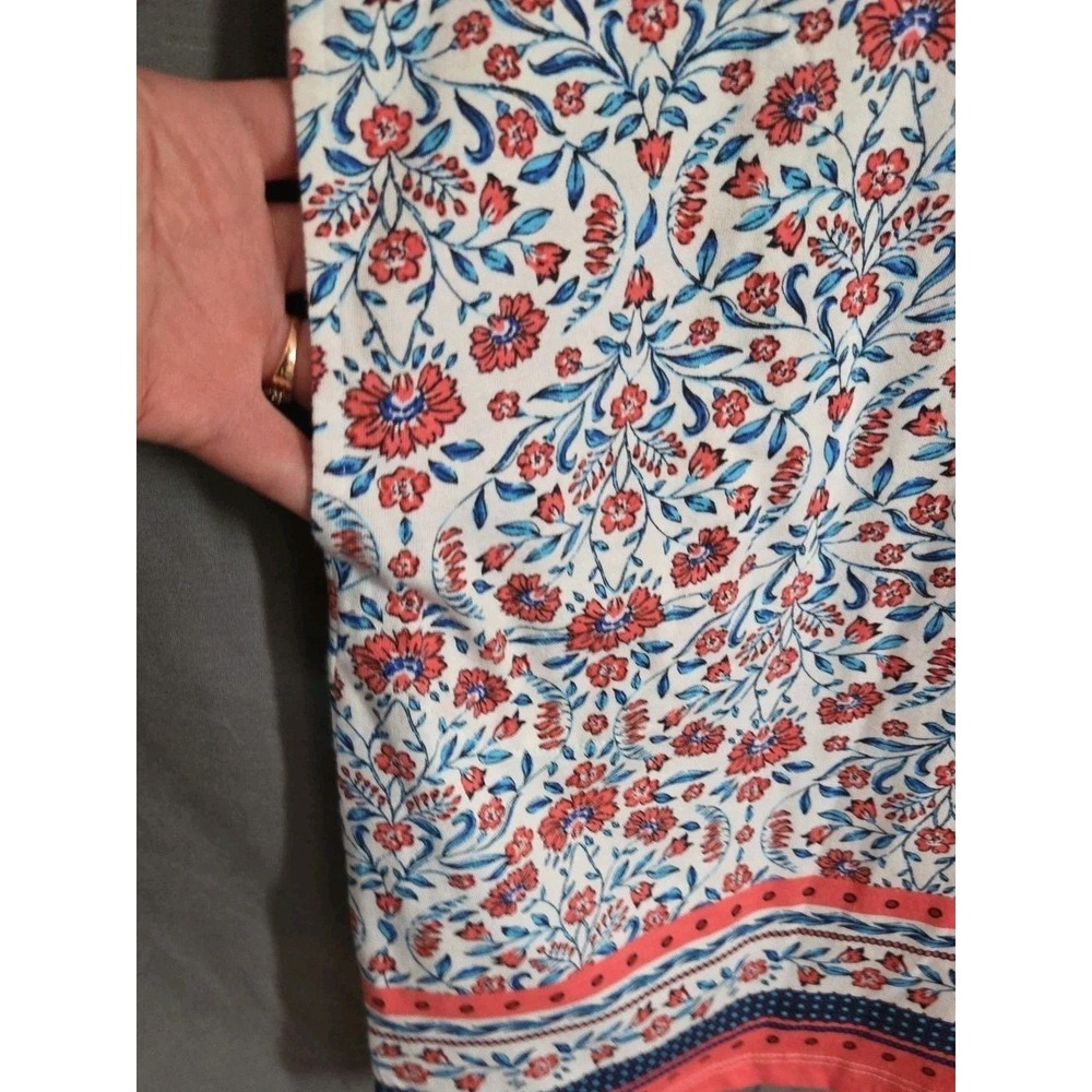 Lands End Floral Midi Dress Soft Feminine Summer Casual 100% Cotton Large 14/16 - Picture 3 of 9